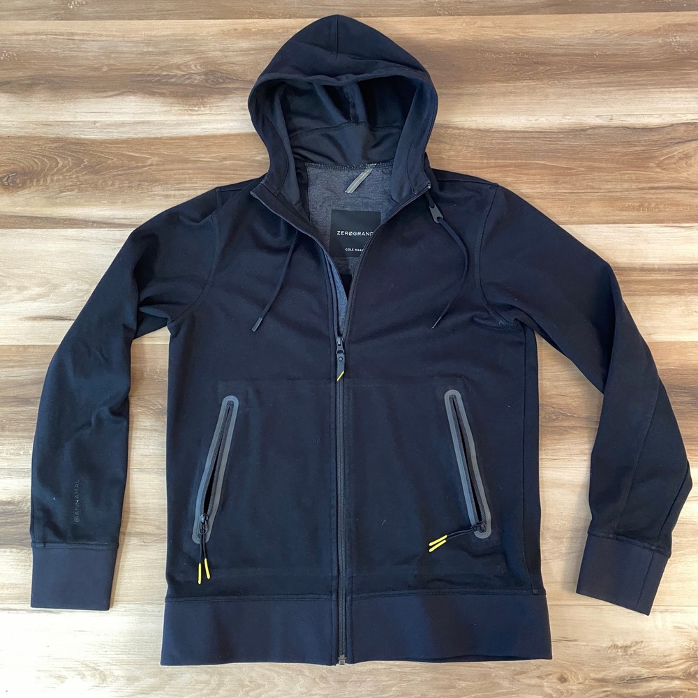 Cole Haan Zerogrand Jacket Mens Small Black Full Zip Hooded Running